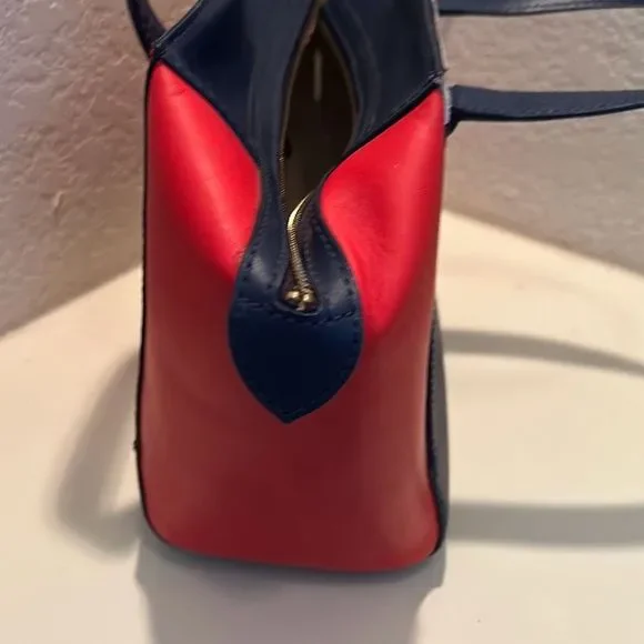 Kate Spade 2 Park Avenue Leather Handbag Purse Nautical Red White Blue Pristine - Picture 6 of 15